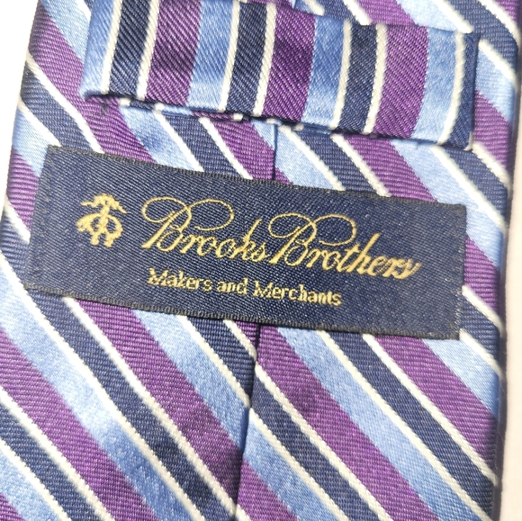 Brooks Brothers Purple Blue Black Striped Tie - Picture 6 of 6